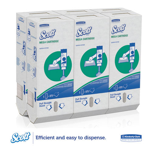 Image of Scott® Megacartridge Napkins, 1-Ply, 8 2/5 X 6 1/2, White, 875/pack, 6 Packs/carton
