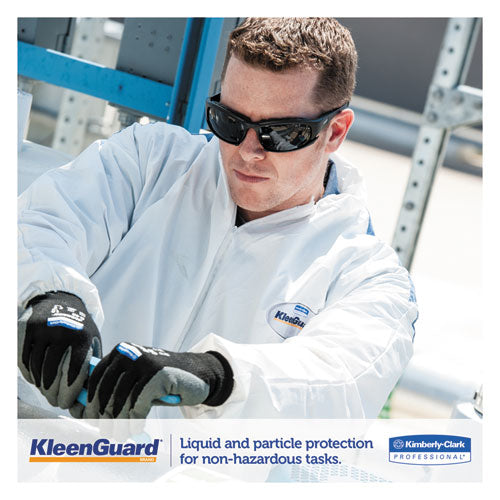 Image of KleenGuard A35 Liquid And Particle Protection Coveralls, Zipper Front, Hooded, Elastic Wrists And Ankles, Large, White, 25/carton