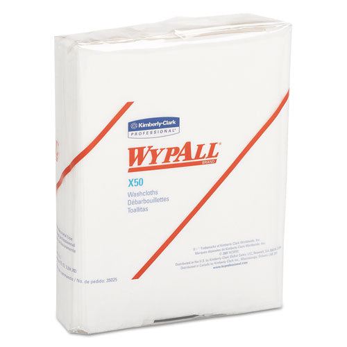 Image of WypAll® X50 Cloths, 1/4 Fold, 12.5 x 10, White, 26/Pack, 32 Packs/Carton