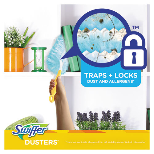 Image of Swiffer® Refill Dusters, Dust Lock Fiber, Light Blue, Unscented, 10/box, 4 Box/carton
