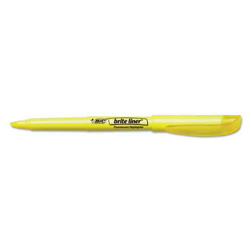 Image of BIC® Brite Liner Highlighter Value Pack, Yellow Ink, Chisel Tip, Yellow/black Barrel, 24/pack
