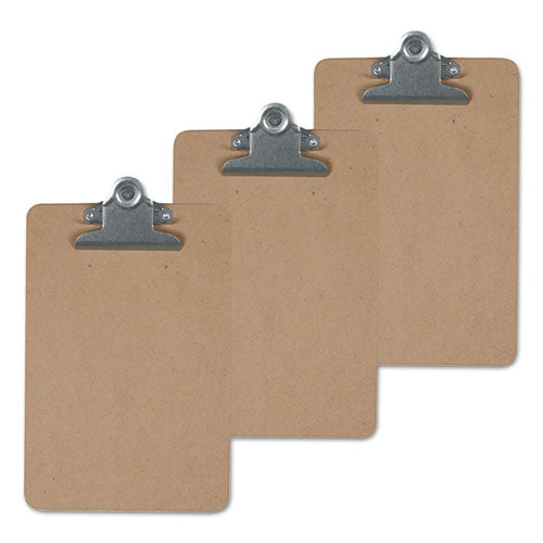 Image of Universal® Hardboard Clipboard, 1.25" Clip Capacity, Holds 8.5 x 14 Sheets, Brown, 3/Pack