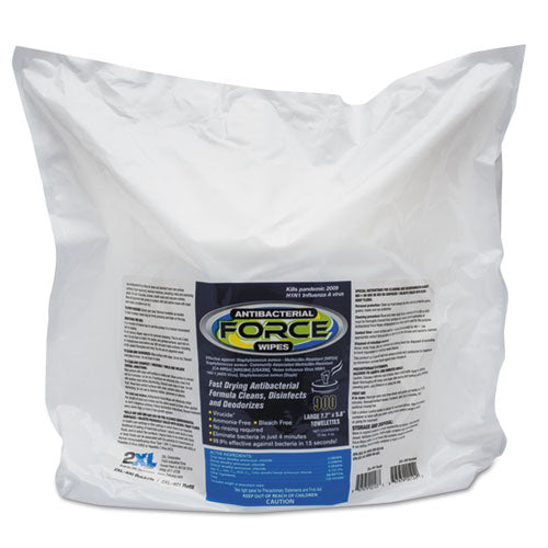 Image of 2XL FORCE Disinfecting Wipes Refill, 1-Ply, 6 x 8, Unscented, White, 900/Pack, 4 Packs/Carton
