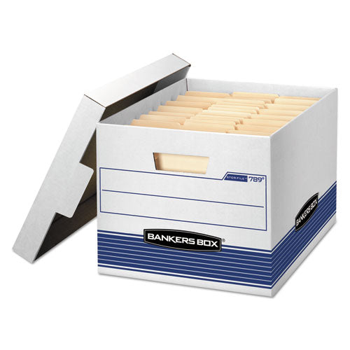 Image of Bankers Box® Stor/file Medium-Duty Letter/legal Storage Boxes, Letter/legal Files, 12.75" X 16.5" X 10.5", White/blue, 12/carton