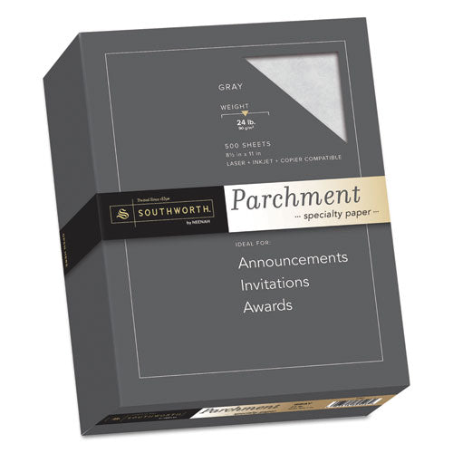 Image of Southworth® Parchment Specialty Paper, 24 lb Bond Weight, 8.5 x 11, Gray, 500/Ream