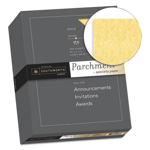 Image of Southworth® Parchment Specialty Paper, 24 lb Bond Weight, 8.5 x 11, Gold, 500/Ream