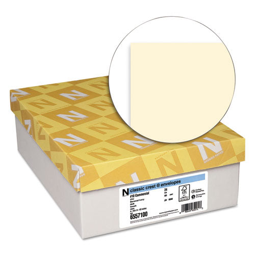 Image of Neenah Paper Classic Crest #10 Envelope, Commercial Flap, Gummed Closure, 4.13 X 9.5, Baronial Ivory, 500/box