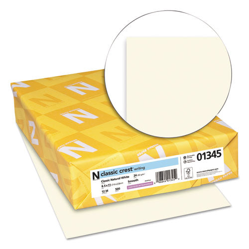 Image of Neenah Paper CLASSIC CREST Stationery, 24 lb Bond Weight, 8.5 x 11, Classic Natural White, 500/Ream