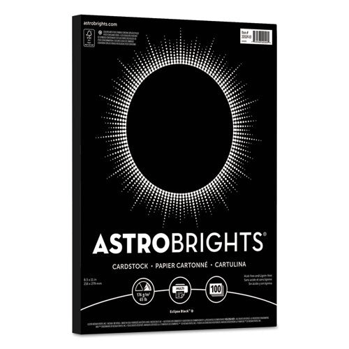 Image of Astrobrights® Color Cardstock, 65 lb Cover Weight, 8.5 x 11, Eclipse Black, 100/Pack
