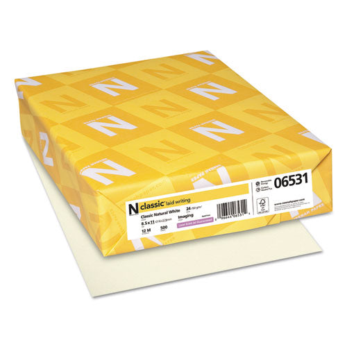 Image of Neenah Paper CLASSIC Laid Stationery, 24 lb Bond Weight, 8.5 x 11, Classic Natural White, 500/Ream