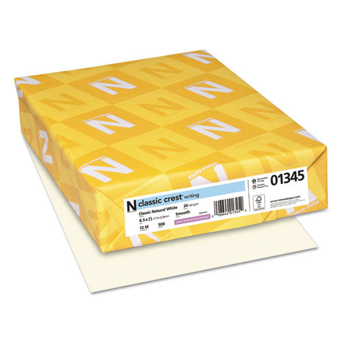 Image of Neenah Paper CLASSIC CREST Stationery, 24 lb Bond Weight, 8.5 x 11, Classic Natural White, 500/Ream