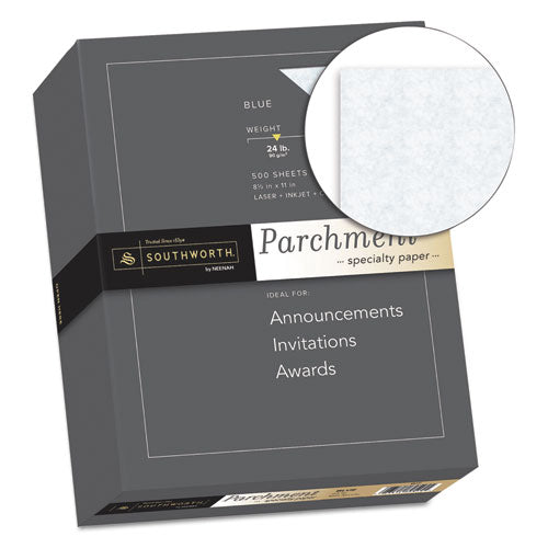 Image of Southworth® Parchment Specialty Paper, 24 lb Bond Weight, 8.5 x 11, Blue, 500/Ream