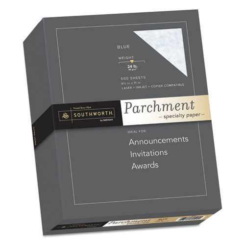 Image of Southworth® Parchment Specialty Paper, 24 lb Bond Weight, 8.5 x 11, Blue, 500/Ream
