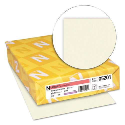 Image of Neenah Paper CLASSIC Linen Stationery, 24 lb Bond Weight, 8.5 x 11, Classic Natural White, 500/Ream