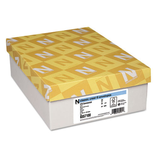 Image of Neenah Paper Classic Crest #10 Envelope, Commercial Flap, Gummed Closure, 4.13 X 9.5, Baronial Ivory, 500/box