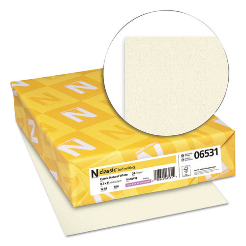 Image of Neenah Paper CLASSIC Laid Stationery, 24 lb Bond Weight, 8.5 x 11, Classic Natural White, 500/Ream