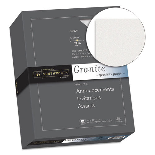 Image of Southworth® Granite Specialty Paper, 24 lb Bond Weight, 8.5 x 11, Gray, 500/Ream