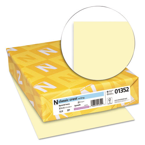 Image of Neenah Paper CLASSIC CREST Stationery, 24 lb Bond Weight, 8.5 x 11, Baronial Ivory, 500/Ream