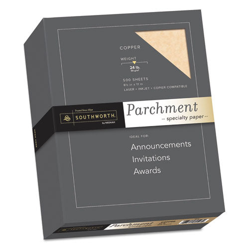 Image of Southworth® Parchment Specialty Paper, 24 lb Bond Weight, 8.5 x 11, Copper, 500/Box