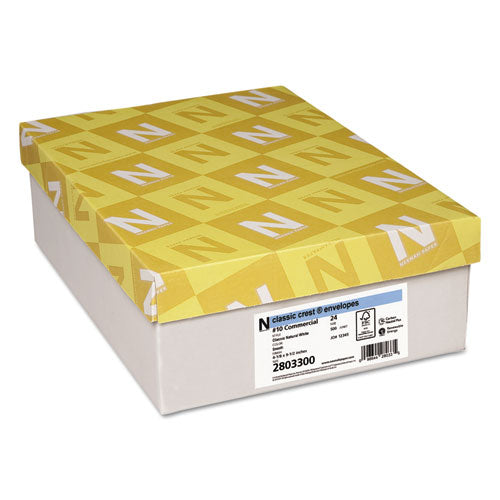 Image of Neenah Paper Classic Crest #10 Envelope, Commercial Flap, Gummed Closure, 4.13 X 9.5, Classic Natural White, 500/box