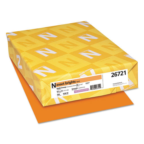 Image of Neenah Paper Exact Brights Paper, 20 lb Bond Weight, 8.5 x 11, Bright Orange, 500/Ream