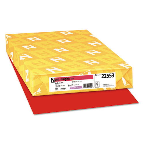 Image of Astrobrights® Color Paper, 24 lb Bond Weight, 11 x 17, Re-Entry Red, 500/Ream