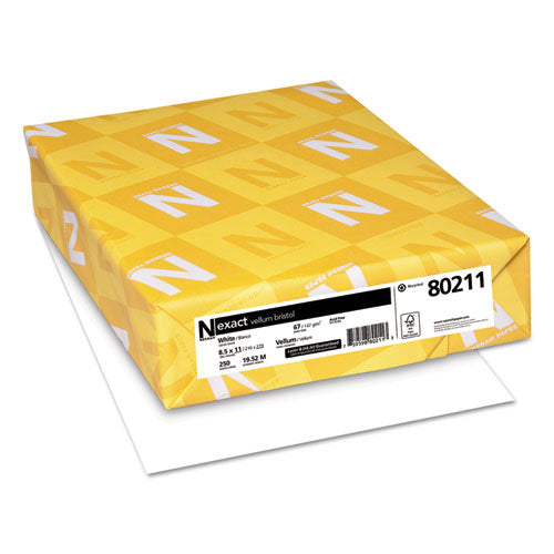 Image of Neenah Paper Exact Vellum Bristol Cover Stock, 94 Bright, 67 lb Bristol Weight, 8.5 x 11, White, 250/Pack