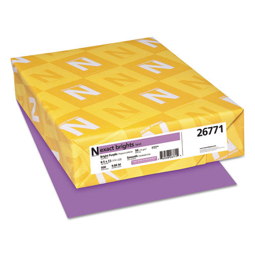 Image of Neenah Paper Exact Brights Paper, 20 lb Bond Weight, 8.5 x 11, Bright Purple, 500/Ream