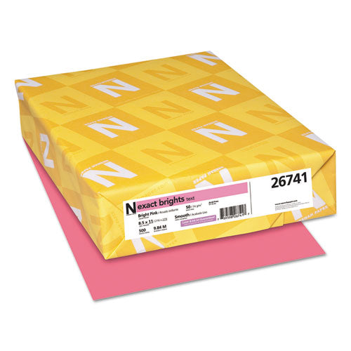 Image of Neenah Paper Exact Brights Paper, 20 lb Bond Weight, 8.5 x 11, Bright Pink, 500/Ream