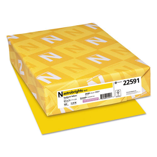 Image of Astrobrights® Color Paper, 24 lb Bond Weight, 8.5 x 11, Sunburst Yellow, 500/Ream