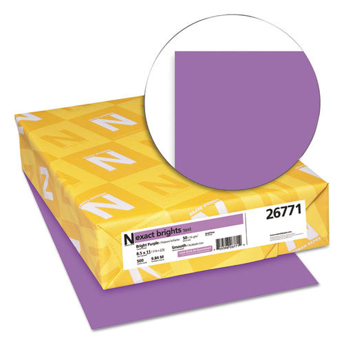 Image of Neenah Paper Exact Brights Paper, 20 lb Bond Weight, 8.5 x 11, Bright Purple, 500/Ream