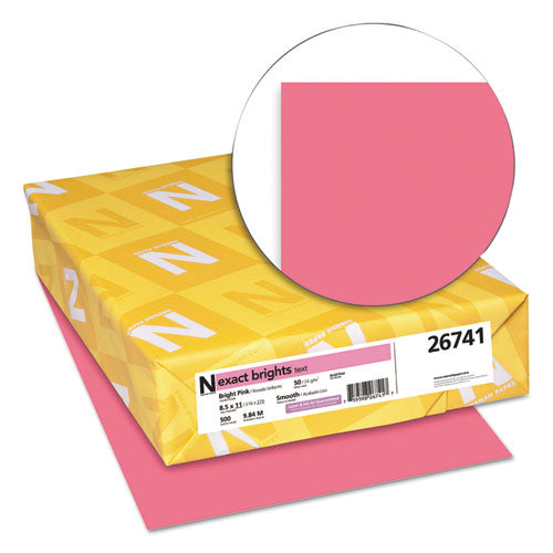 Image of Neenah Paper Exact Brights Paper, 20 lb Bond Weight, 8.5 x 11, Bright Pink, 500/Ream