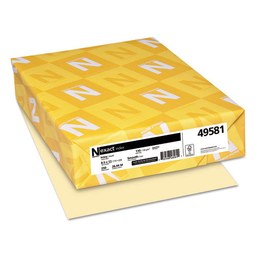 Image of Neenah Paper Exact Index Card Stock, 110 lb Index Weight, 8.5 x 11, Ivory, 250/Pack