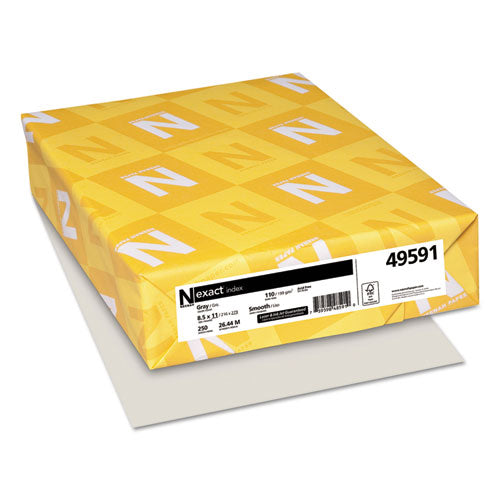 Image of Neenah Paper Exact Index Card Stock, 110 lb Index Weight, 8.5 x 11, Gray, 250/Pack