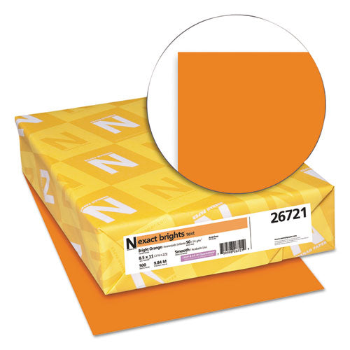 Image of Neenah Paper Exact Brights Paper, 20 lb Bond Weight, 8.5 x 11, Bright Orange, 500/Ream