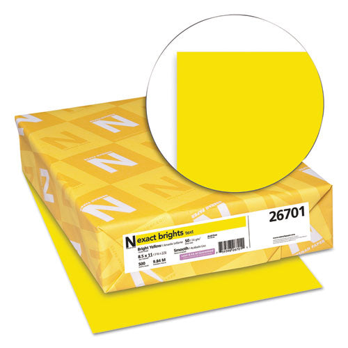 Image of Neenah Paper Exact Brights Paper, 20 lb Bond Weight, 8.5 x 11, Bright Yellow, 500/Ream
