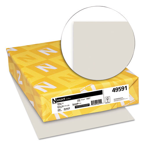 Image of Neenah Paper Exact Index Card Stock, 110 lb Index Weight, 8.5 x 11, Gray, 250/Pack