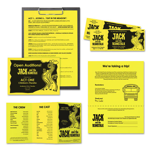 Image of Astrobrights® Color Paper, 24 lb Bond Weight, 8.5 x 11, Lift-Off Lemon, 500/Ream
