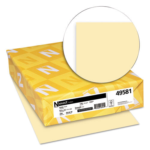 Image of Neenah Paper Exact Index Card Stock, 110 lb Index Weight, 8.5 x 11, Ivory, 250/Pack