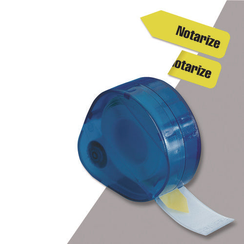 Image of Redi-Tag® Arrow Message Page Flags In Dispenser, "notarize", Yellow, 120 Flags/dispenser