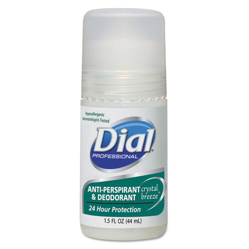 Image of Dial® Anti-Perspirant Deodorant, Crystal Breeze, 1.5 Oz, Roll-On Bottle, 48/carton