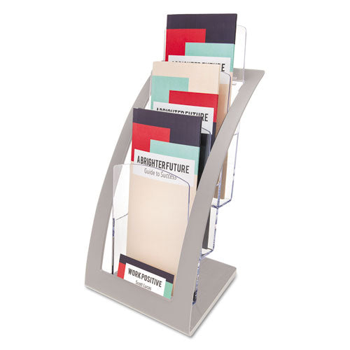 Image of deflecto® 3-Tier Literature Holder, Leaflet Size, 6.75w X 6.94d X 13.31h, Silver