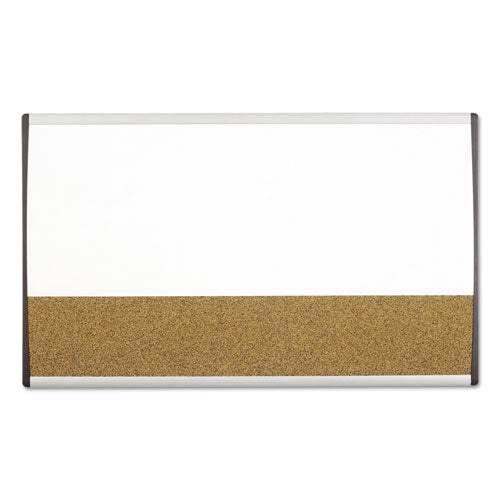 Image of Quartet® ARC Frame Cubicle Board, Combo Dry Erase/Cork Bulletin, 30" x 18", Tan/White Surface, Satin Aluminum Frame