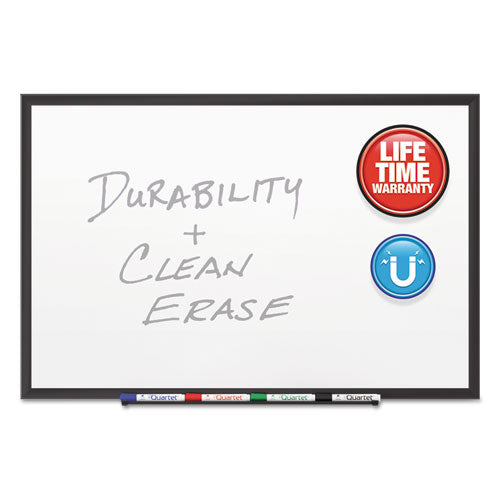Image of Quartet® Classic Series Porcelain Magnetic Dry Erase Board, 72" x 48", White Surface, Black Aluminum Frame