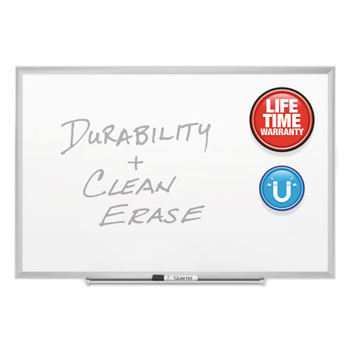 Image of Quartet® Classic Series Porcelain Magnetic Dry Erase Board, 72" x 48", White Surface, Satin Aluminum Frame