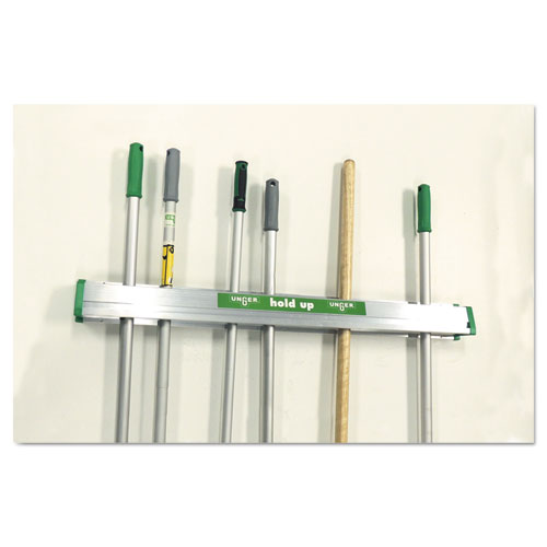 Image of Unger® Hold Up Aluminum Tool Rack, 36w X 3.5d X 3.5h, Aluminum/green