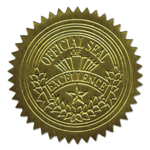 Image of Geographics® Self-Adhesive Embossed Seals, 2" dia, Gold, 20/Sheet, 5 Sheets/Pack