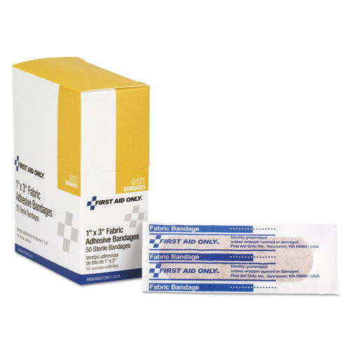 Image of First Aid Only Fabric Bandages, 1 X 3, 50/box