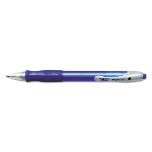 Image of BIC® Velocity Easy Glide Ballpoint Pen Value Pack, Retractable, Medium 1 mm, Blue Ink, Translucent Blue Barrel, 36/Pack