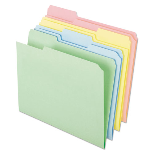 Image of Pendaflex® Pastel Colored File Folders, 1/3-Cut Tabs: Assorted, Letter Size, Assorted Colors, 100/Box